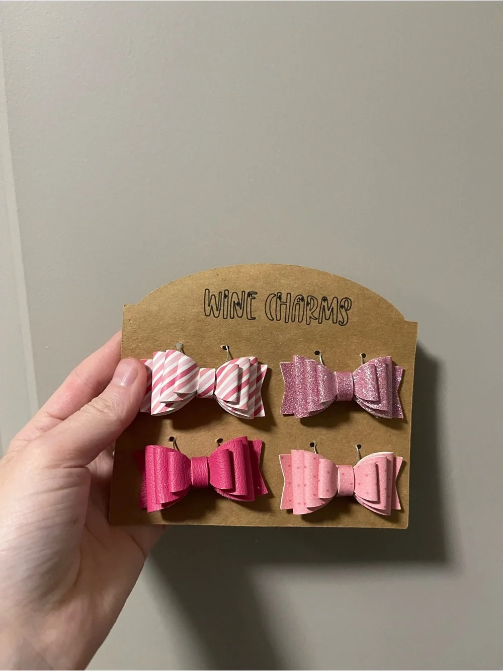 Pink Bow Wine Glass Charms - Set of 4